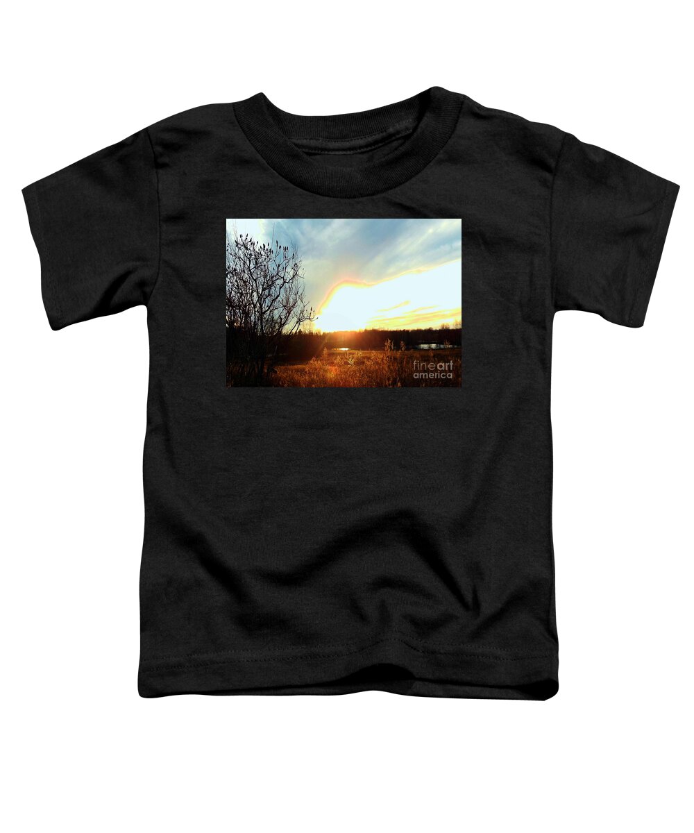 Sunset Over Fields Toddler T-Shirt featuring the photograph Sunset Over Fields by Rockin Docks Deluxephotos
