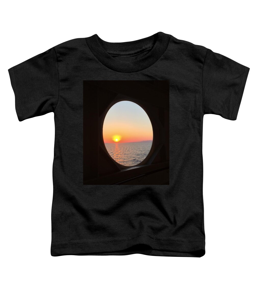 Sunset Through A Porthole Toddler T-Shirt featuring the photograph Sunset through a Porthole by Mark Taylor