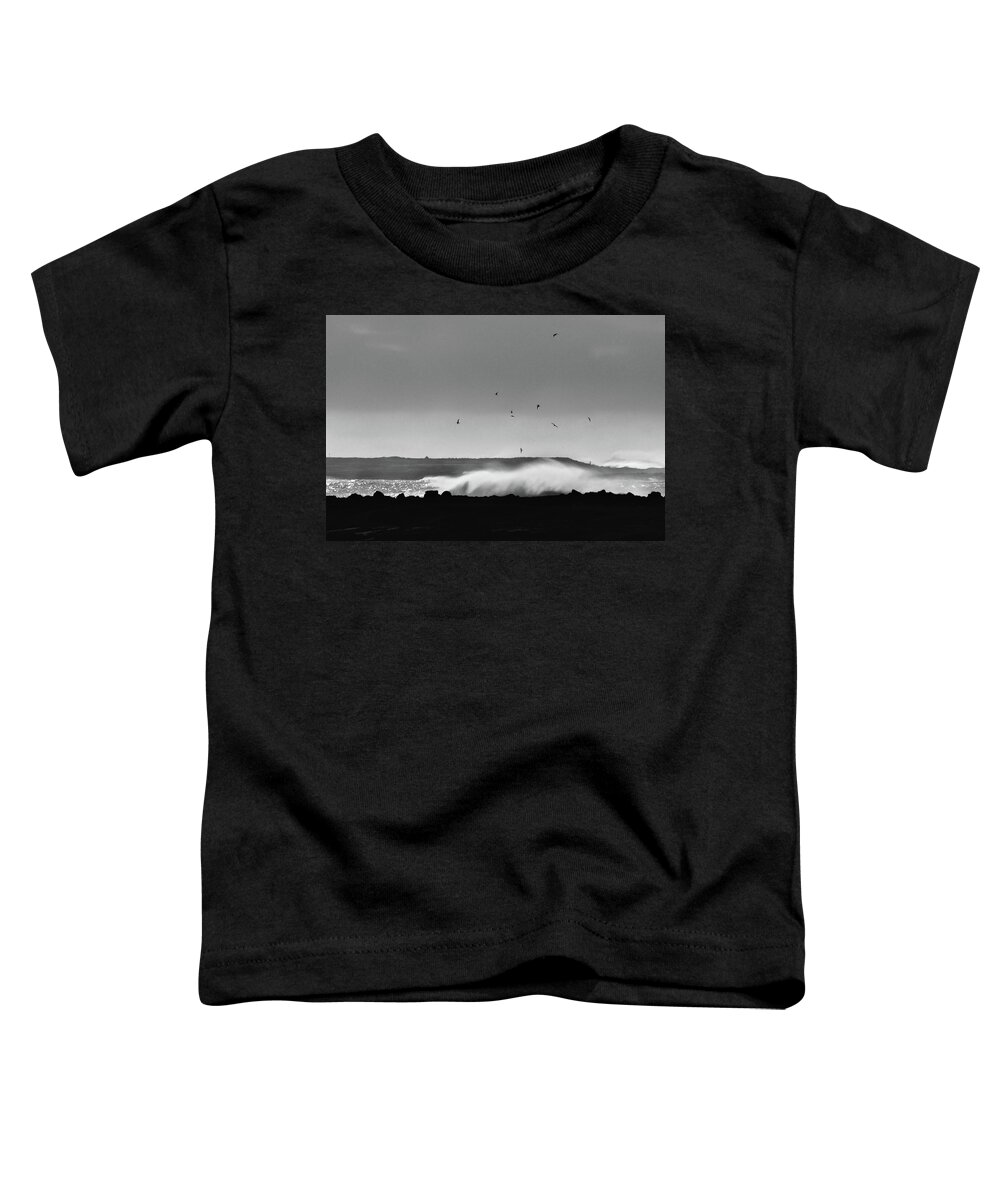 B & W Toddler T-Shirt featuring the photograph Surf Birds by Geoff Smith