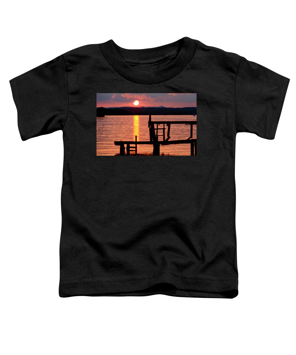 Sml Sunsets Toddler T-Shirt featuring the photograph Surreal Smith Mountain Lake Dockside Sunset 2 by The James Roney Collection