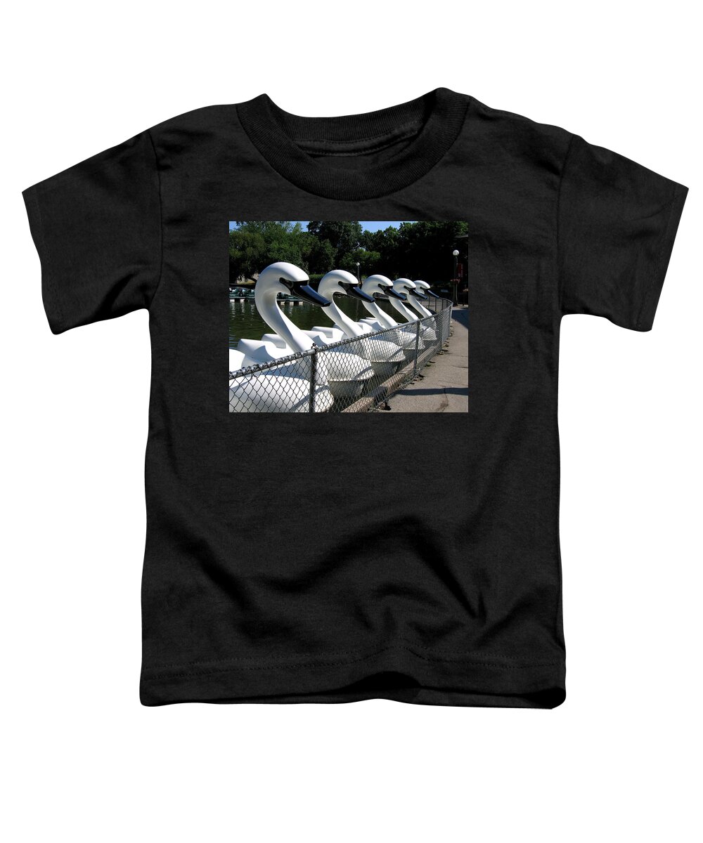 Swans Toddler T-Shirt featuring the photograph Swans by Laura Kinker