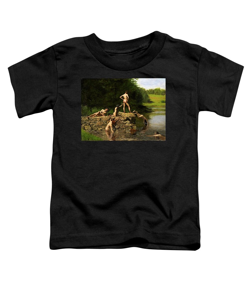 Thomas Eakins Toddler T-Shirt featuring the painting Swimming Hole by Thomas Eakins