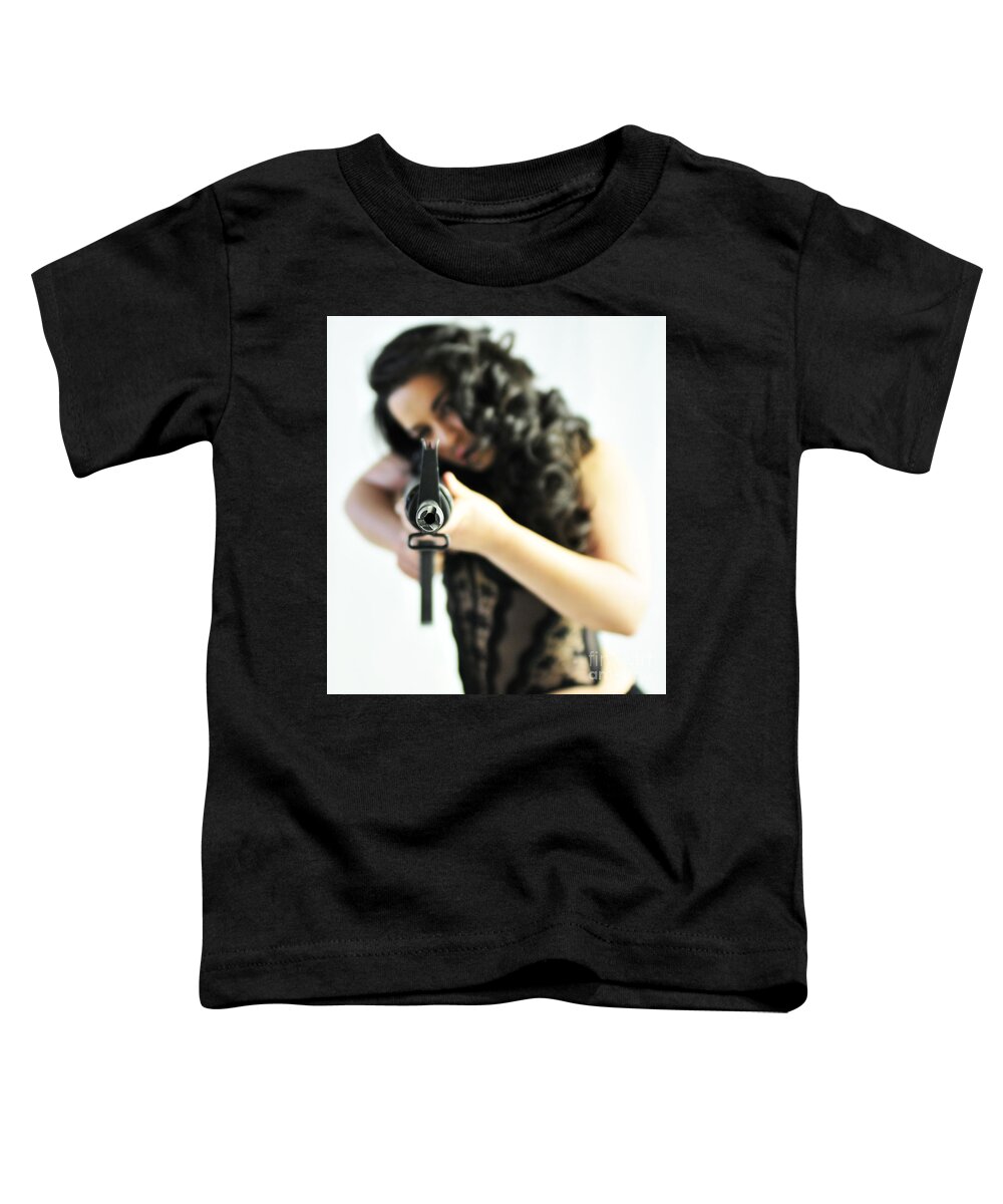 Glamour Photographs Toddler T-Shirt featuring the photograph Taking aim by Robert WK Clark