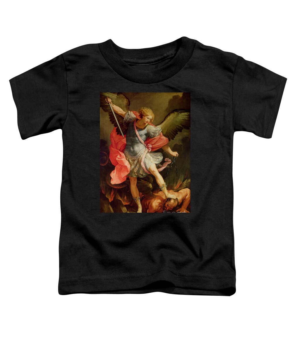 The Toddler T-Shirt featuring the painting The Archangel Michael defeating Satan by Guido Reni
