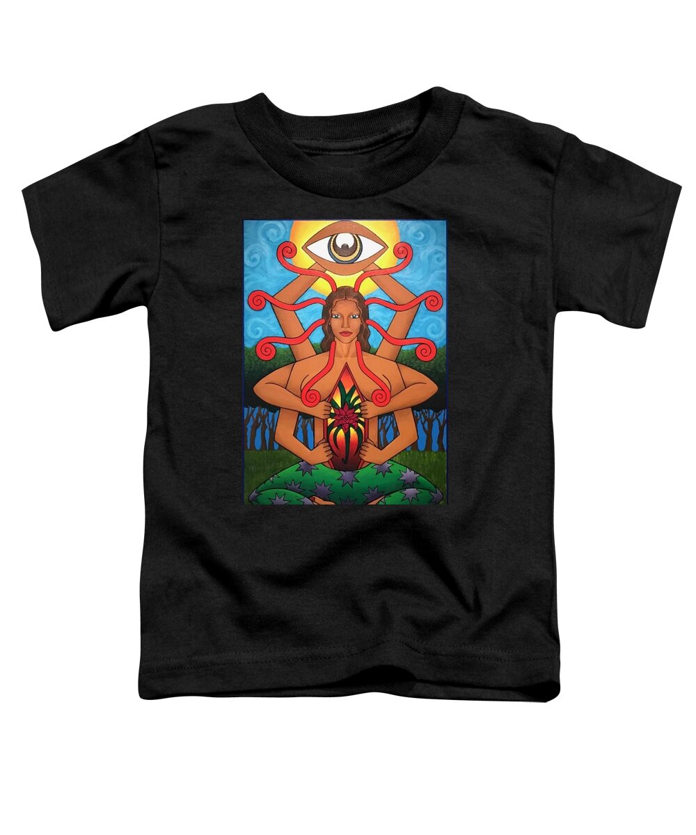 Meditation Tabletop Colorful Meaning Life Beauty Bright Toddler T-Shirt featuring the painting The beginning by Bryon Stewart