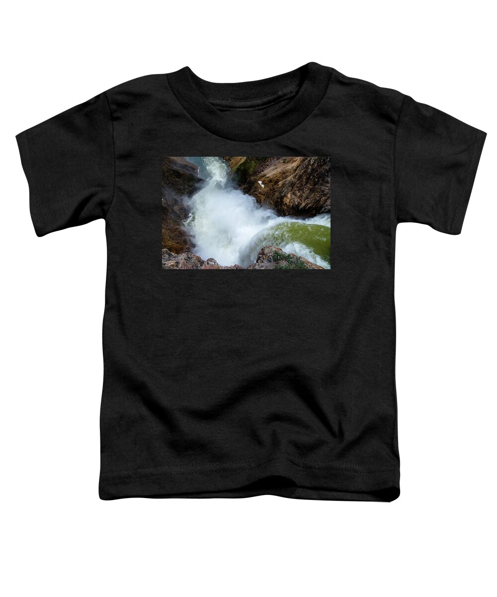 Canyon Toddler T-Shirt featuring the photograph The Brink of the Lower Falls of the Yellowstone River by Frank Madia