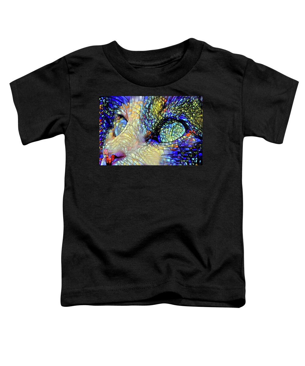 Stained Glass Toddler T-Shirt featuring the digital art The Church of Cat by Peggy Collins