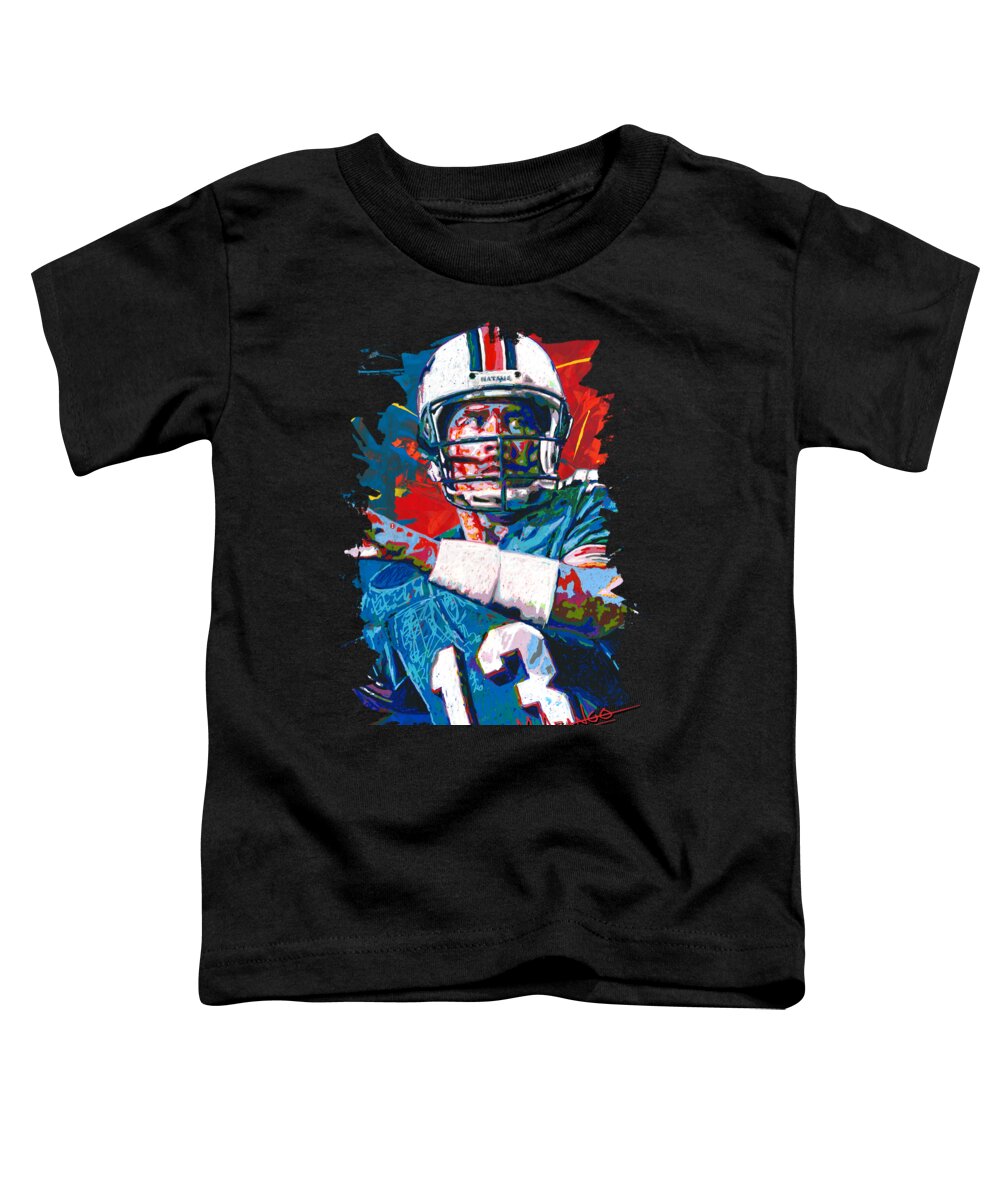 Dan Marino Toddler T-Shirt featuring the painting The Greatest Dolphin by Maria Arango