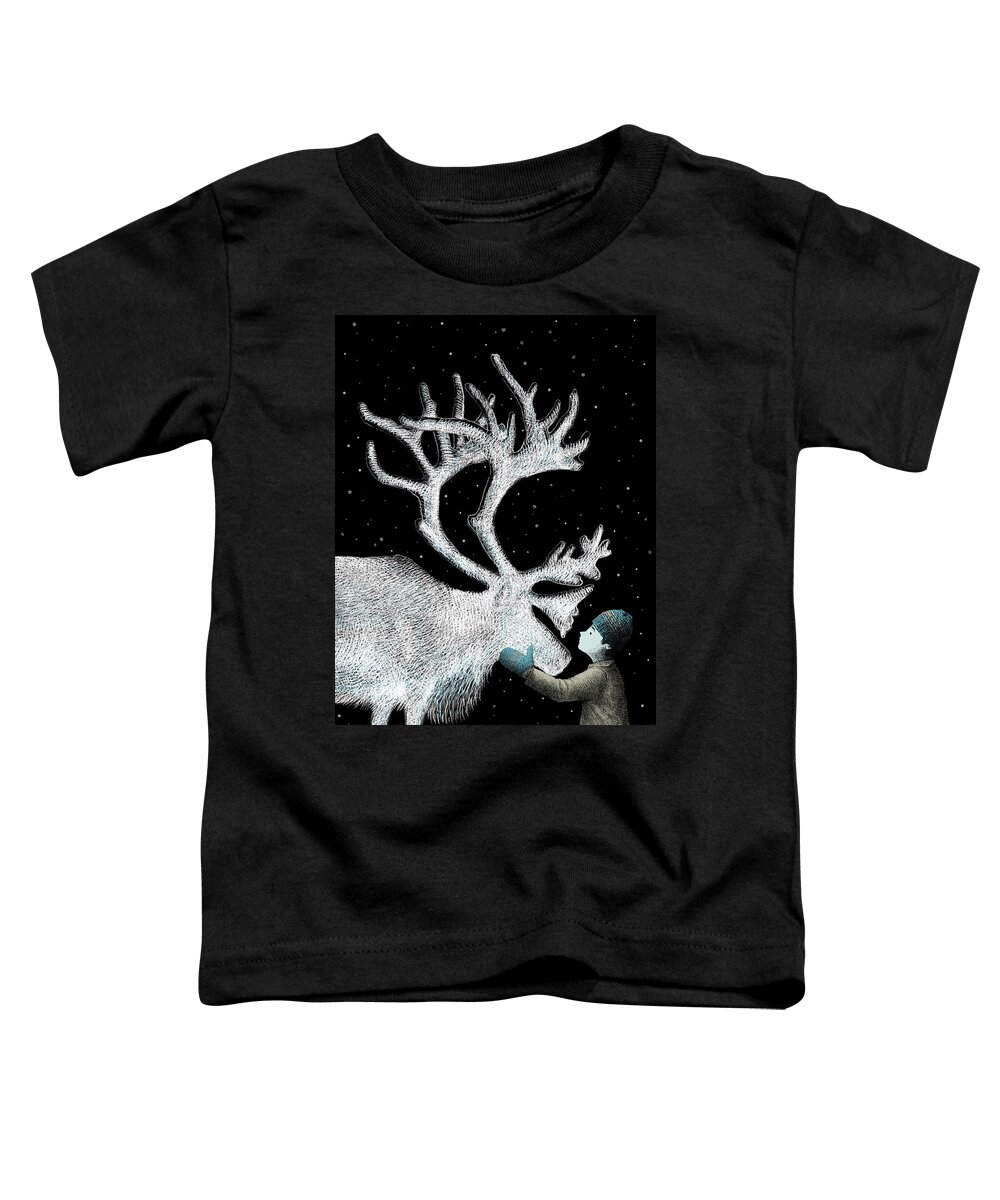Reindeer Toddler T-Shirt featuring the drawing The Ice Garden by Eric Fan