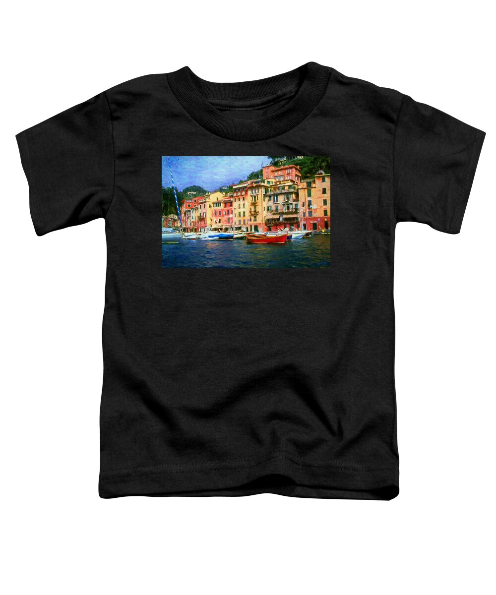 Painting Toddler T-Shirt featuring the painting The Italian Fishing Village of Portofino by Mitchell R Grosky