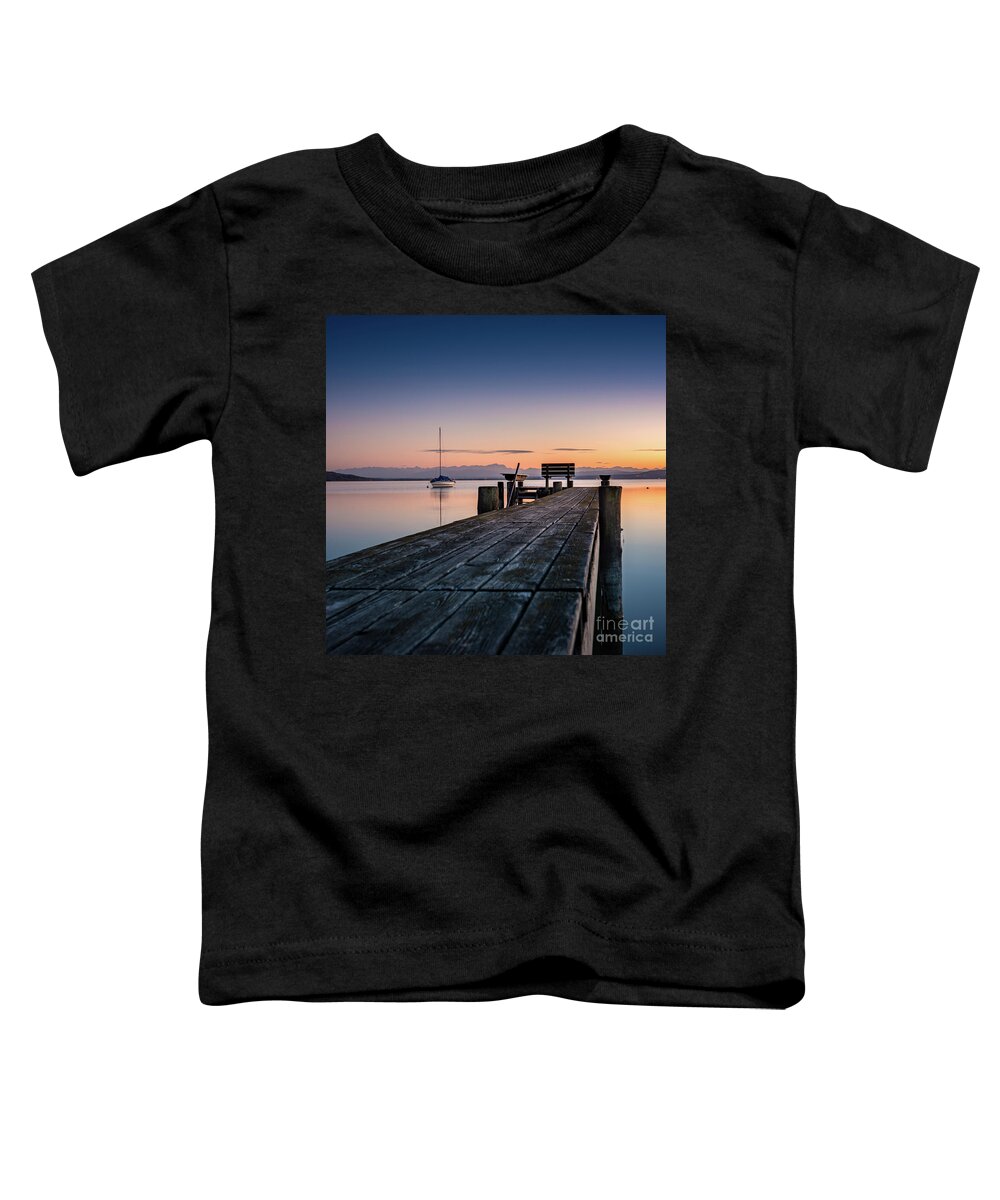 Ammersee Toddler T-Shirt featuring the photograph The jetty to sunset by Hannes Cmarits