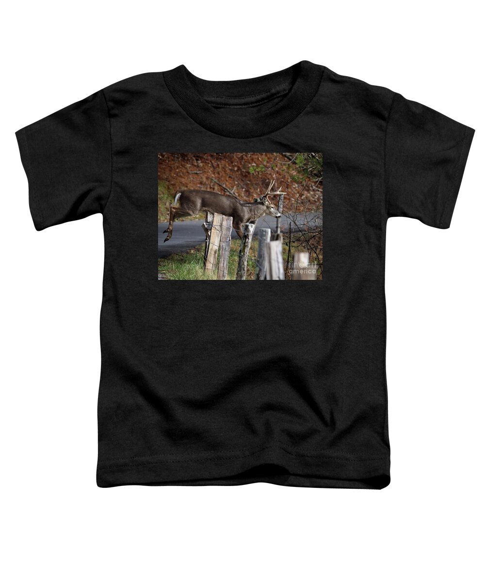 Buck Toddler T-Shirt featuring the photograph The Jumper 2 by Douglas Stucky