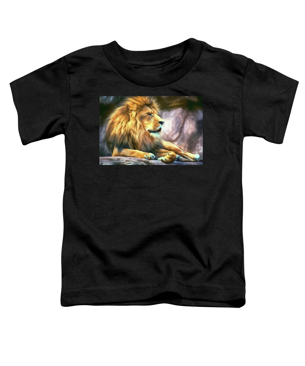 Lion Toddler T-Shirt featuring the painting The King Of Cool by Tina LeCour