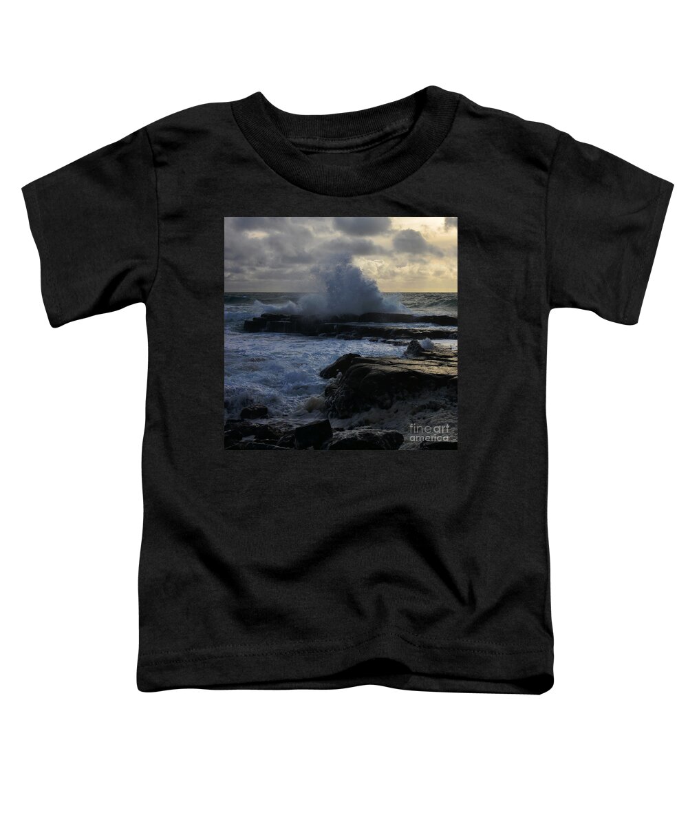 Photography By Paul Davenport Toddler T-Shirt featuring the photograph The labouring of waves. 1 by Paul Davenport