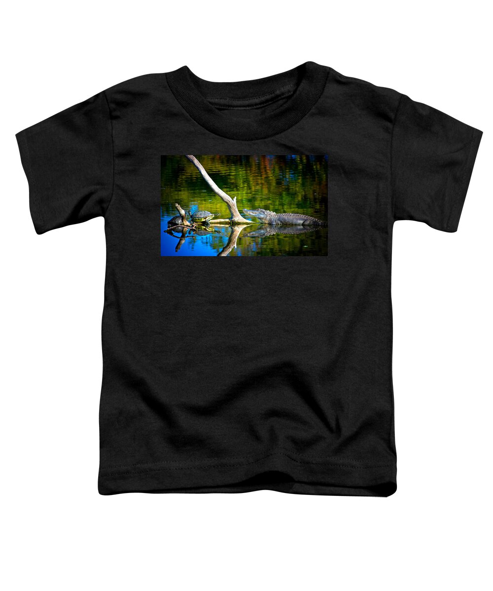 Alligator Toddler T-Shirt featuring the photograph The Life of a Gator by Mark Andrew Thomas