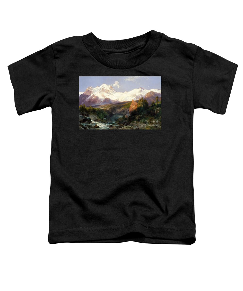 Moran Toddler T-Shirt featuring the painting The Teton Range, 1897 by Thomas Moran