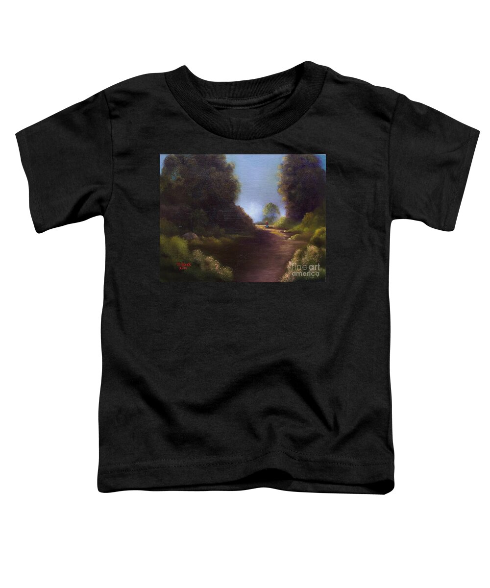 Landscape Toddler T-Shirt featuring the painting The Walk Home by Marlene Book