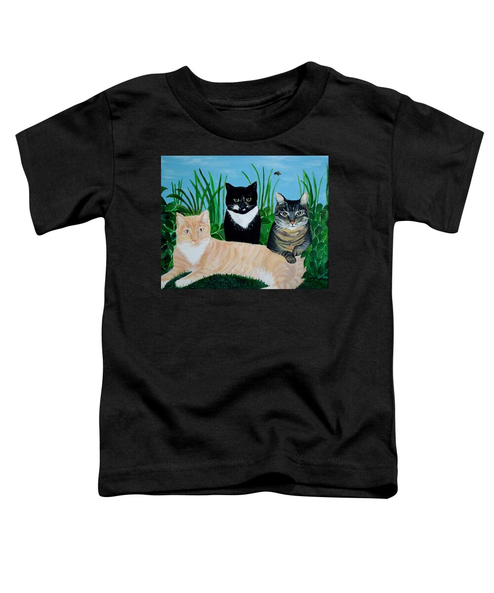 Landscape Toddler T-Shirt featuring the painting Three Furry Friends by Elizabeth Robinette Tyndall