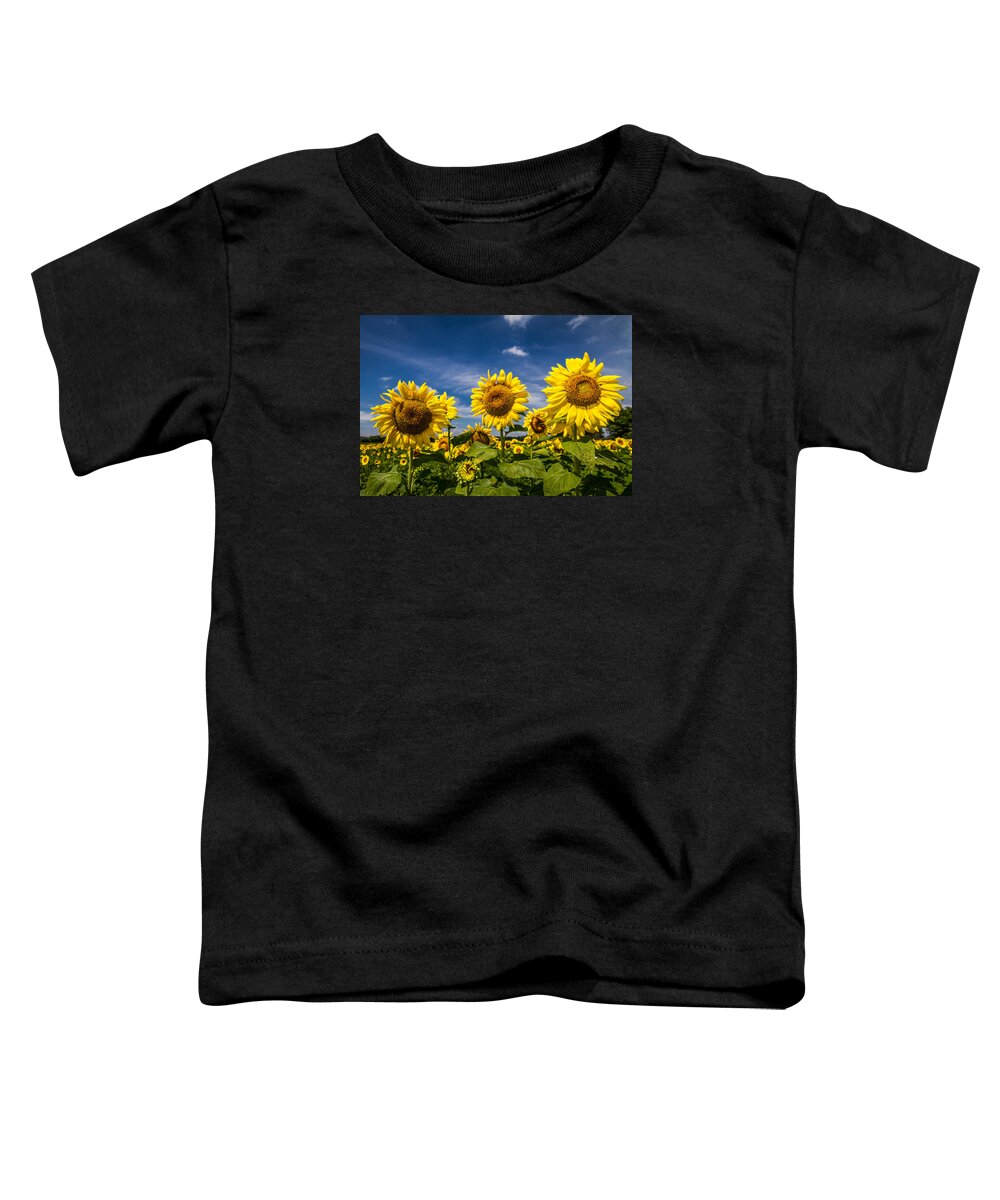 Blue Sky Toddler T-Shirt featuring the photograph Three Suns by Ron Pate