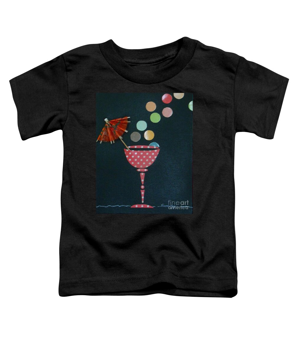 Champagne Toddler T-Shirt featuring the mixed media Tiny Bubbles by Jayne Somogy