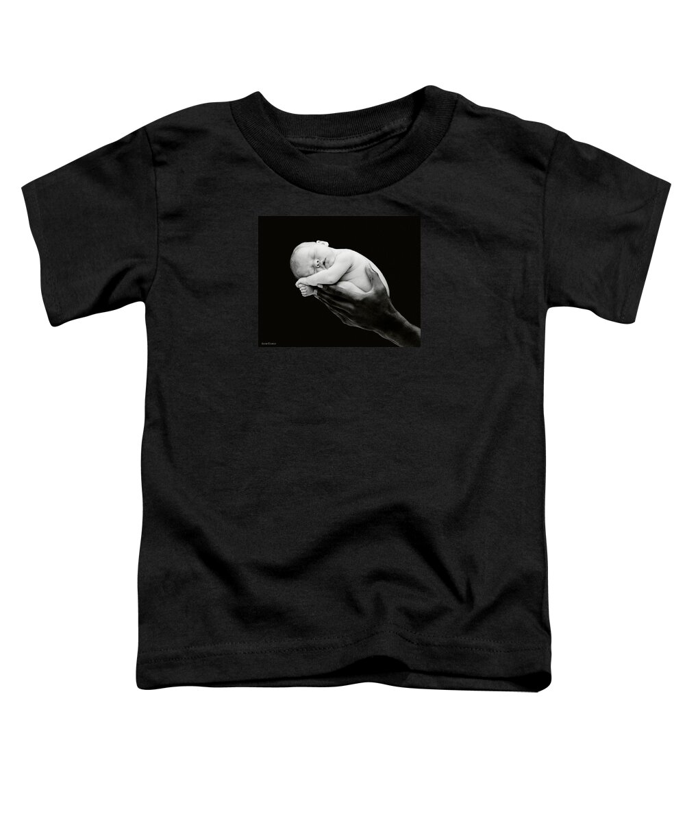 Black And White Toddler T-Shirt featuring the photograph Tony holding Georgia by Anne Geddes