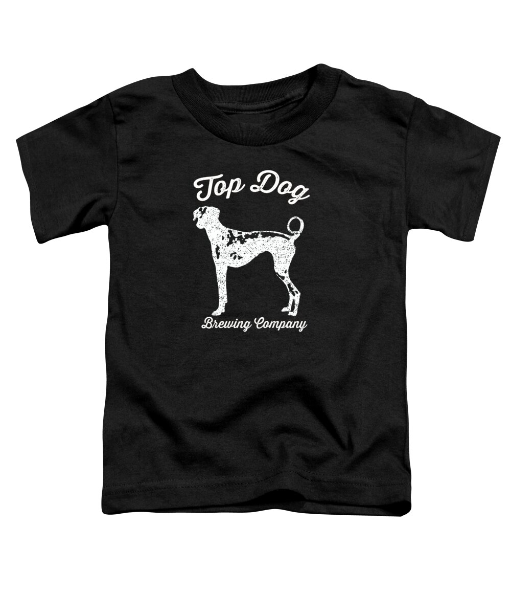 Dog Toddler T-Shirt featuring the digital art Top Dog Brewing Company Tee White Ink by Edward Fielding