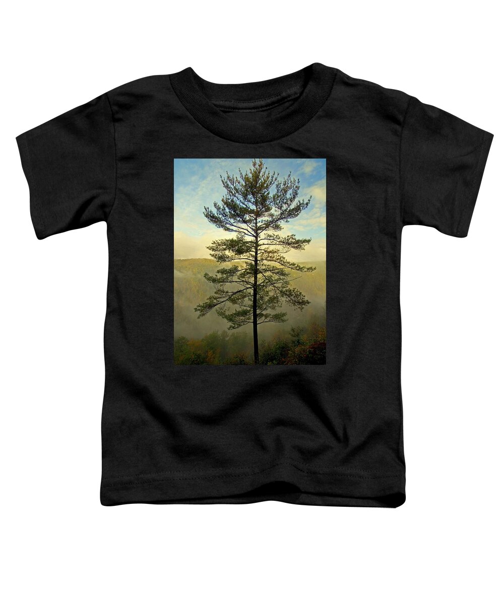 Pine Creek Gorge Toddler T-Shirt featuring the photograph Towering Pine by Suzanne Stout