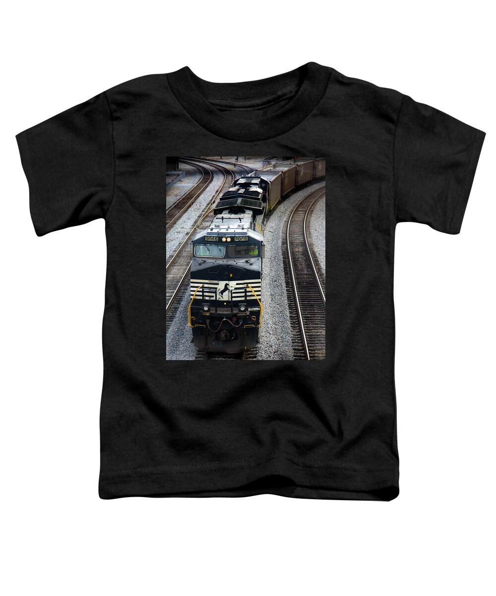 Roanoke Railroad Toddler T-Shirt featuring the photograph TRACKS of TIME by Karen Wiles