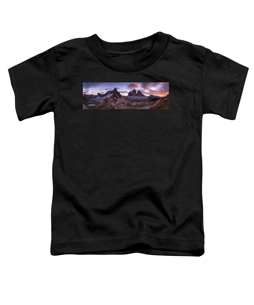 Dolomites Toddler T-Shirt featuring the photograph Tre Cime di Lavaredo Panorama by Elias Pentikis