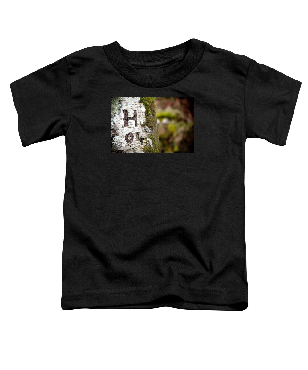 Tree Toddler T-Shirt featuring the photograph Tree Bark Graffiti - H 04 by Helen Jackson