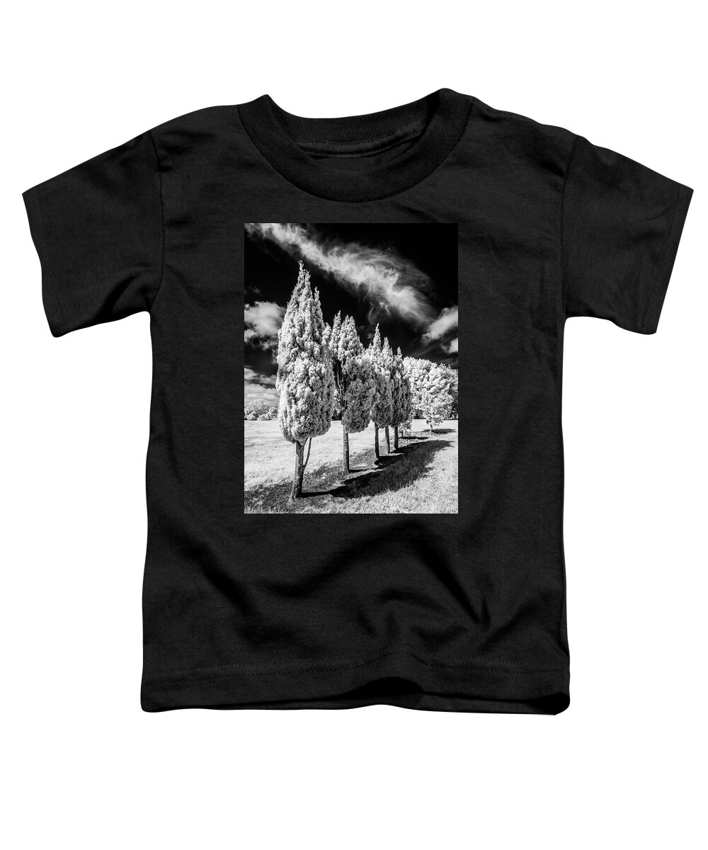 Infrared Toddler T-Shirt featuring the photograph Tree Line-Up by Roseanne Jones
