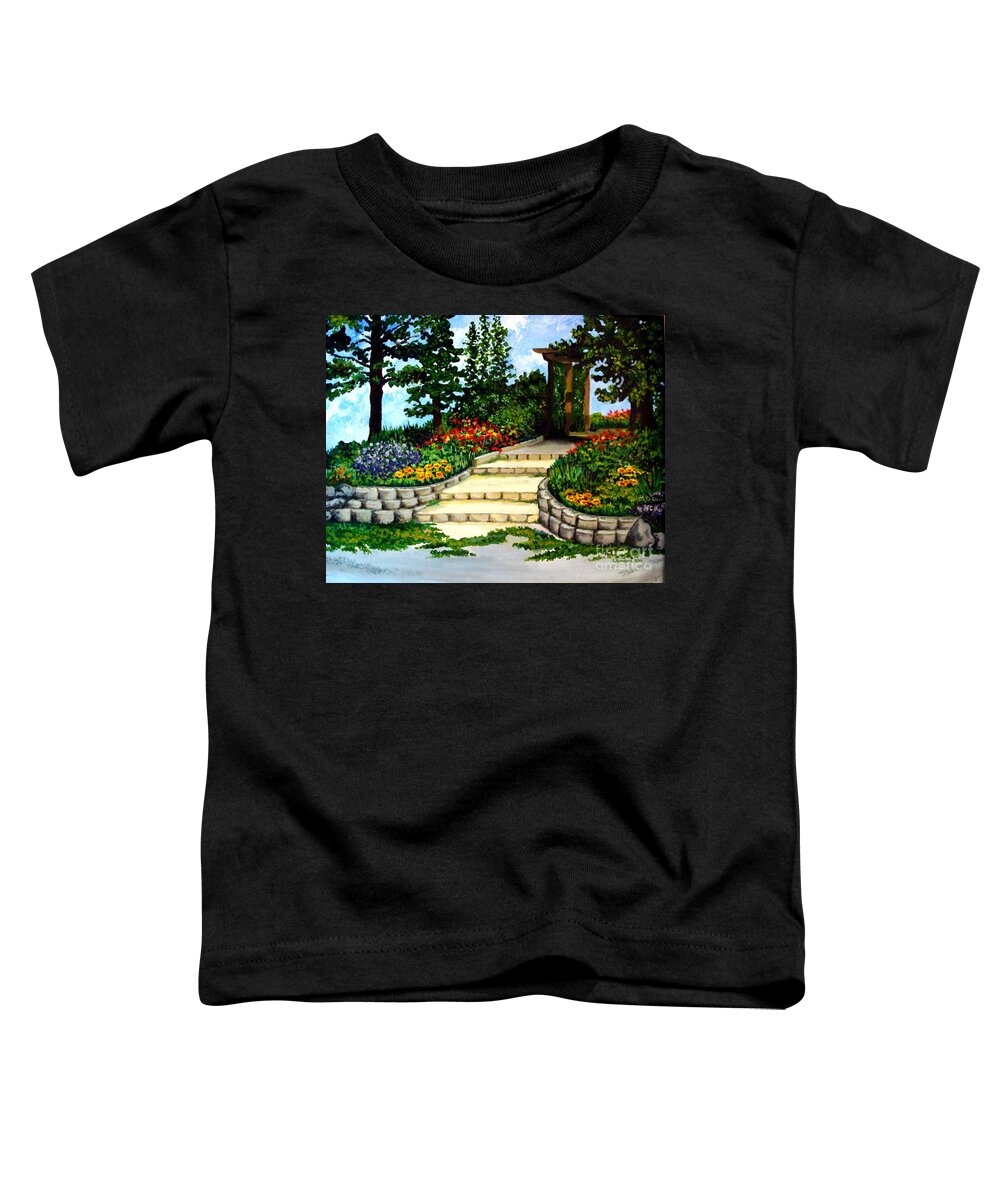 Landscape Toddler T-Shirt featuring the painting Trellace Gardens by Elizabeth Robinette Tyndall