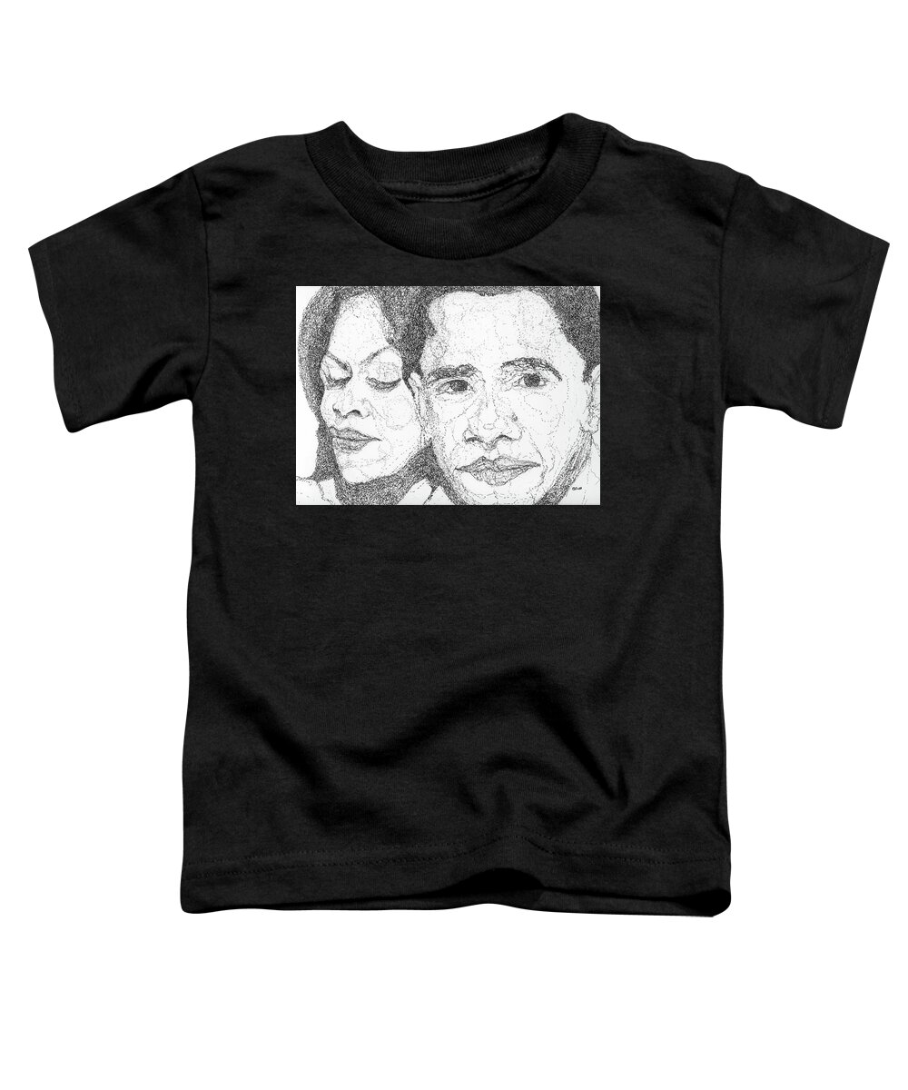 Portrait Toddler T-Shirt featuring the drawing Tribute to Michelle and Barack Obama by Michelle Gilmore