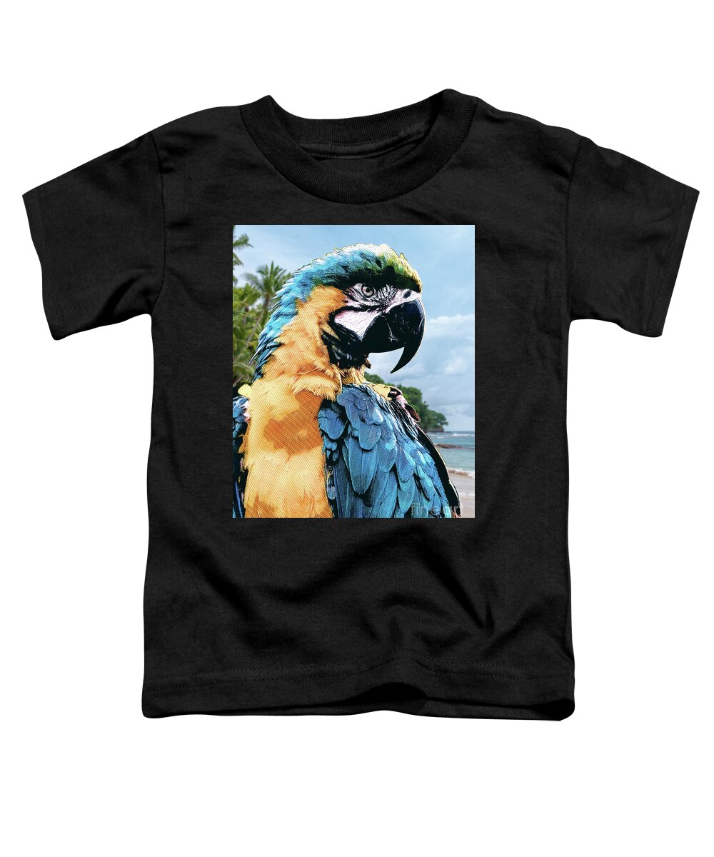Parrot Toddler T-Shirt featuring the digital art Tropical Macaw Parrot by Phil Perkins