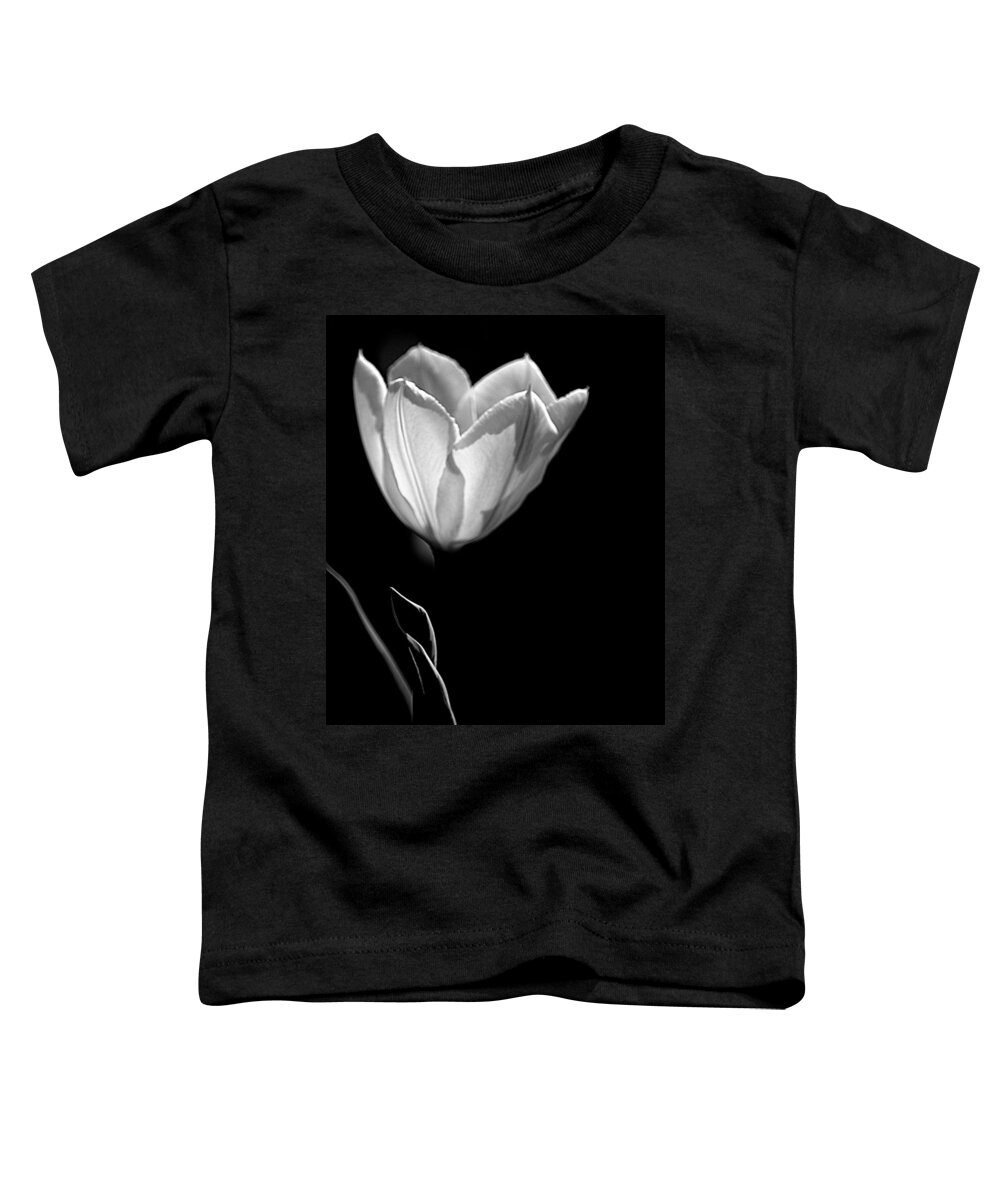 Art Toddler T-Shirt featuring the photograph Tulip I Black and White by Joan Han