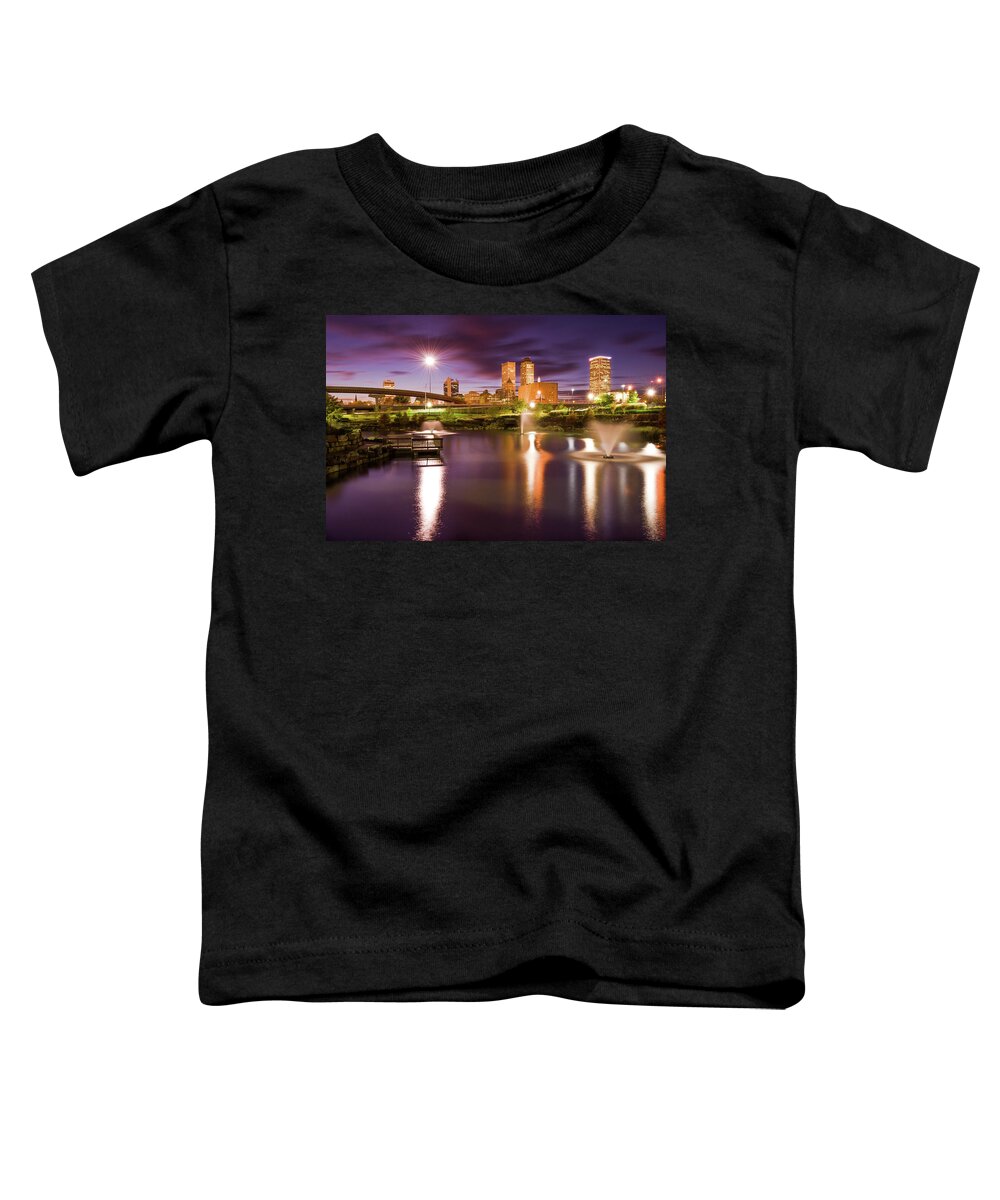Veterans Park Toddler T-Shirt featuring the photograph Tulsa Lights - Centennial Park View by Gregory Ballos