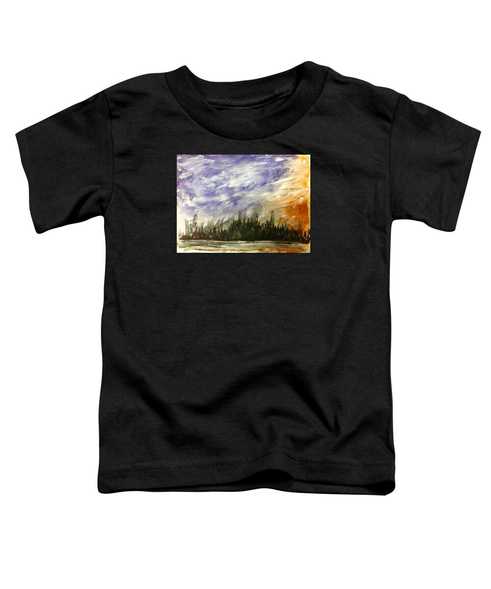 Watercolour Landscape Painting Toddler T-Shirt featuring the painting Turbulent Fall Sky by Desmond Raymond