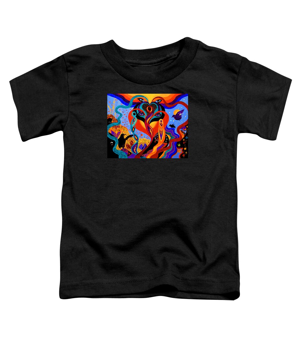 Abstract Toddler T-Shirt featuring the painting Karmic Lovers by Marina Petro