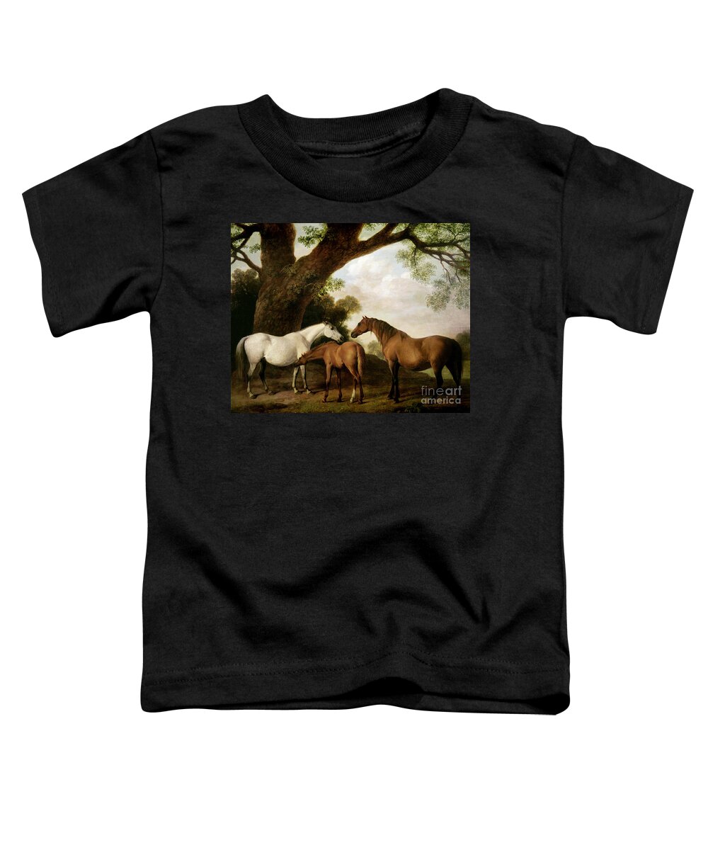 Two Toddler T-Shirt featuring the painting Two Mares and a Foal by George Stubbs