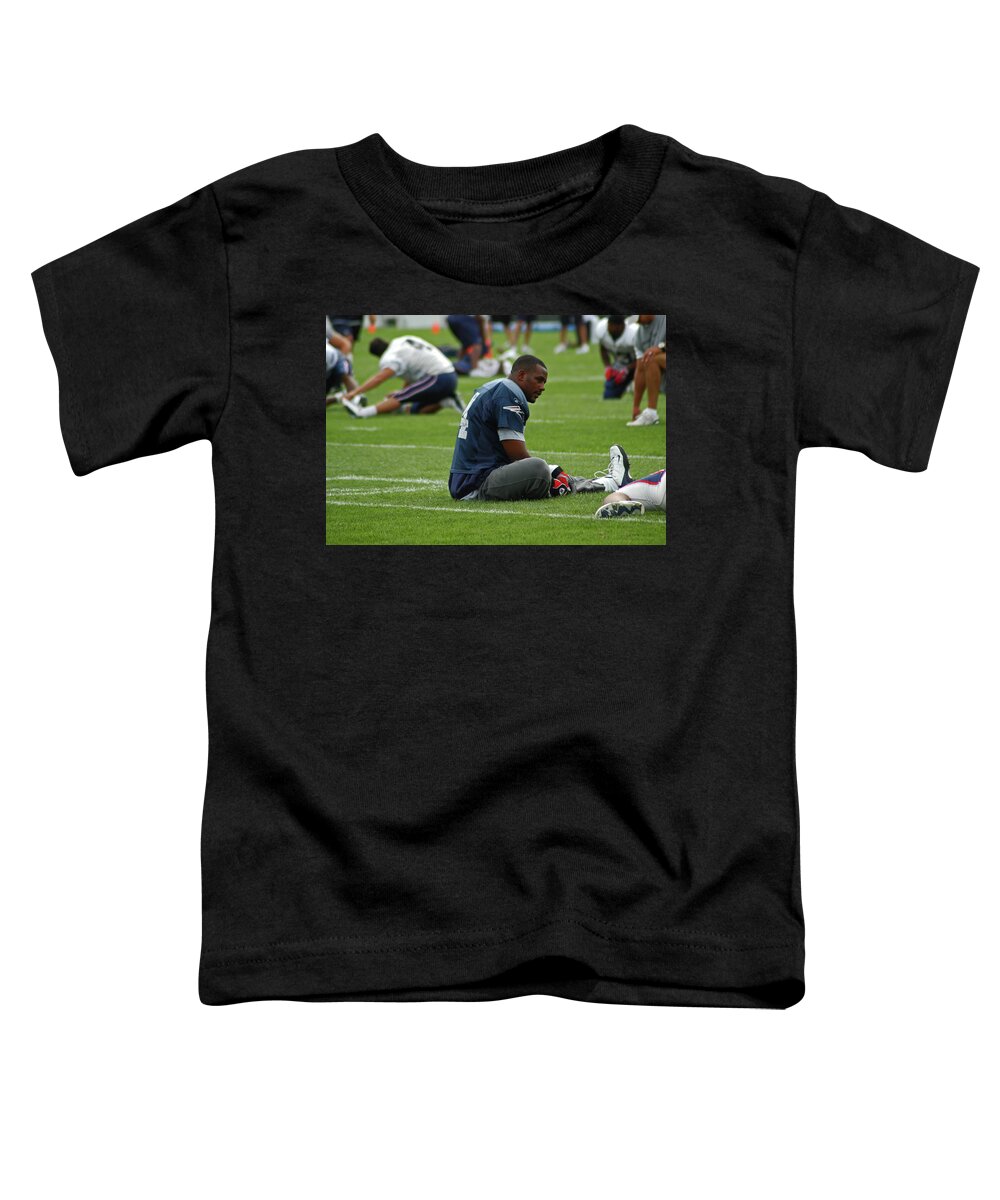 Ty Law Toddler T-Shirt featuring the photograph Ty Law 2004 Training Camp by Mike Martin