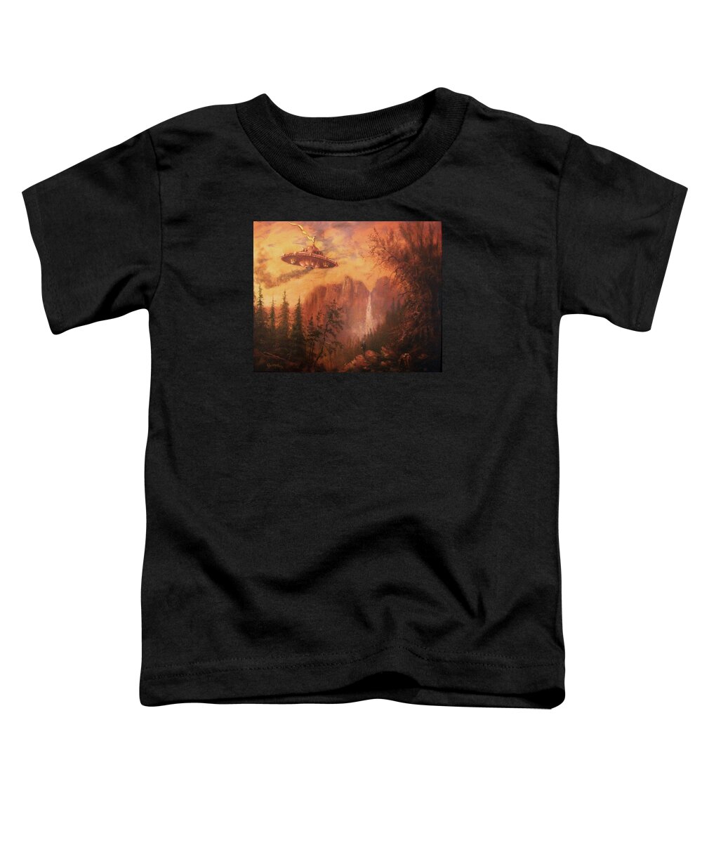 Landscape Toddler T-Shirt featuring the painting UFO Sighting by Tom Shropshire