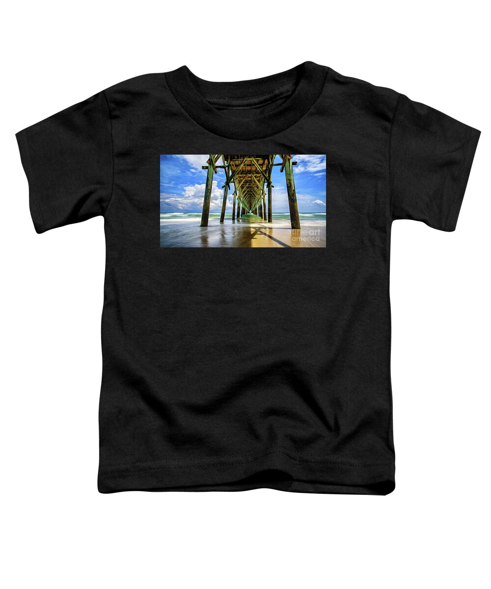 View Toddler T-Shirt featuring the photograph Under Surf City Pier by DJA Images