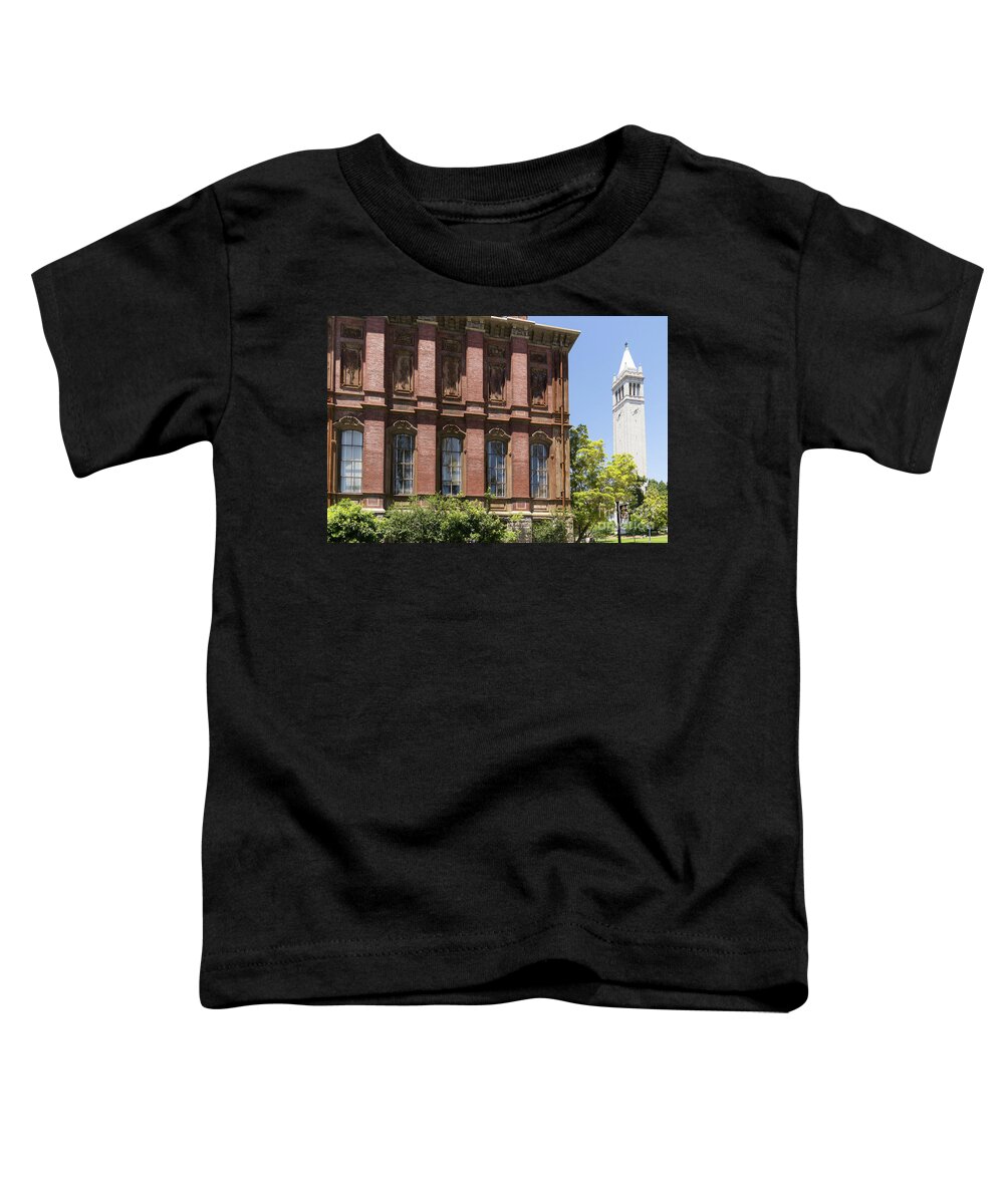 Wingsdomain Toddler T-Shirt featuring the photograph University of California Berkeley Historic South Hall and The Campanile DSC4054 by Wingsdomain Art and Photography