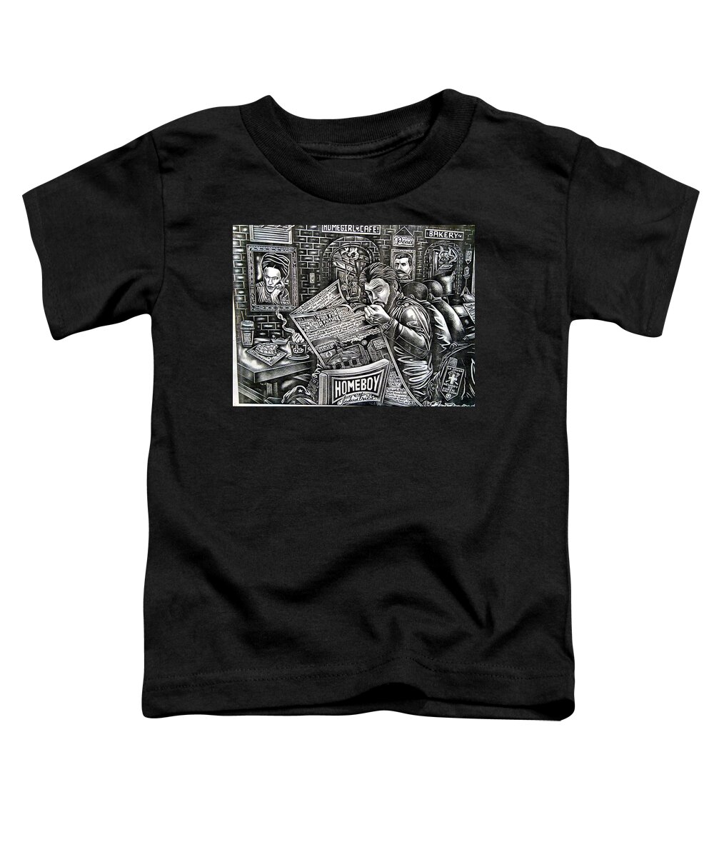 Mexican American Toddler T-Shirt featuring the drawing Untitled by Edgar Guerrilla Prince Aguirre