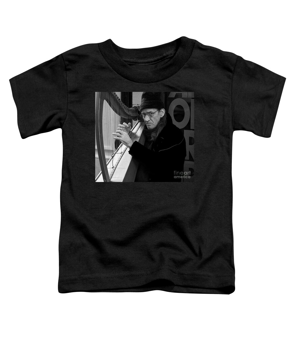 Black And White Portrait Toddler T-Shirt featuring the photograph Vagrant music by Elena Perelman