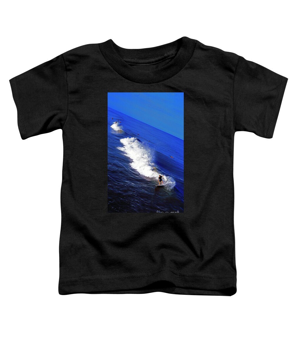  Surfer Toddler T-Shirt featuring the photograph Surfer and Earths Curve by Tom Jelen