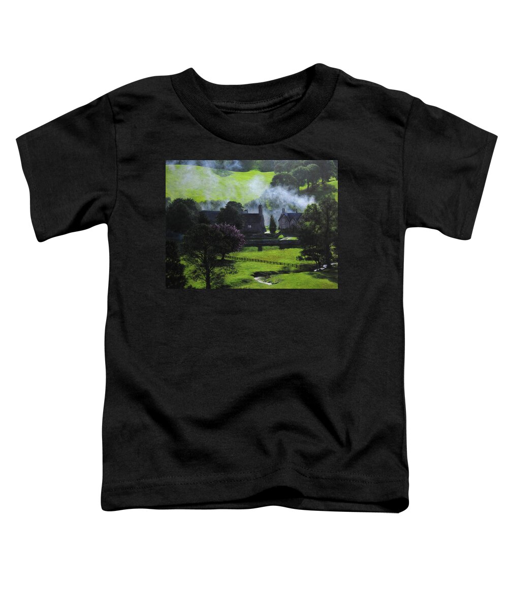 Village Toddler T-Shirt featuring the painting Village in North Wales by Harry Robertson