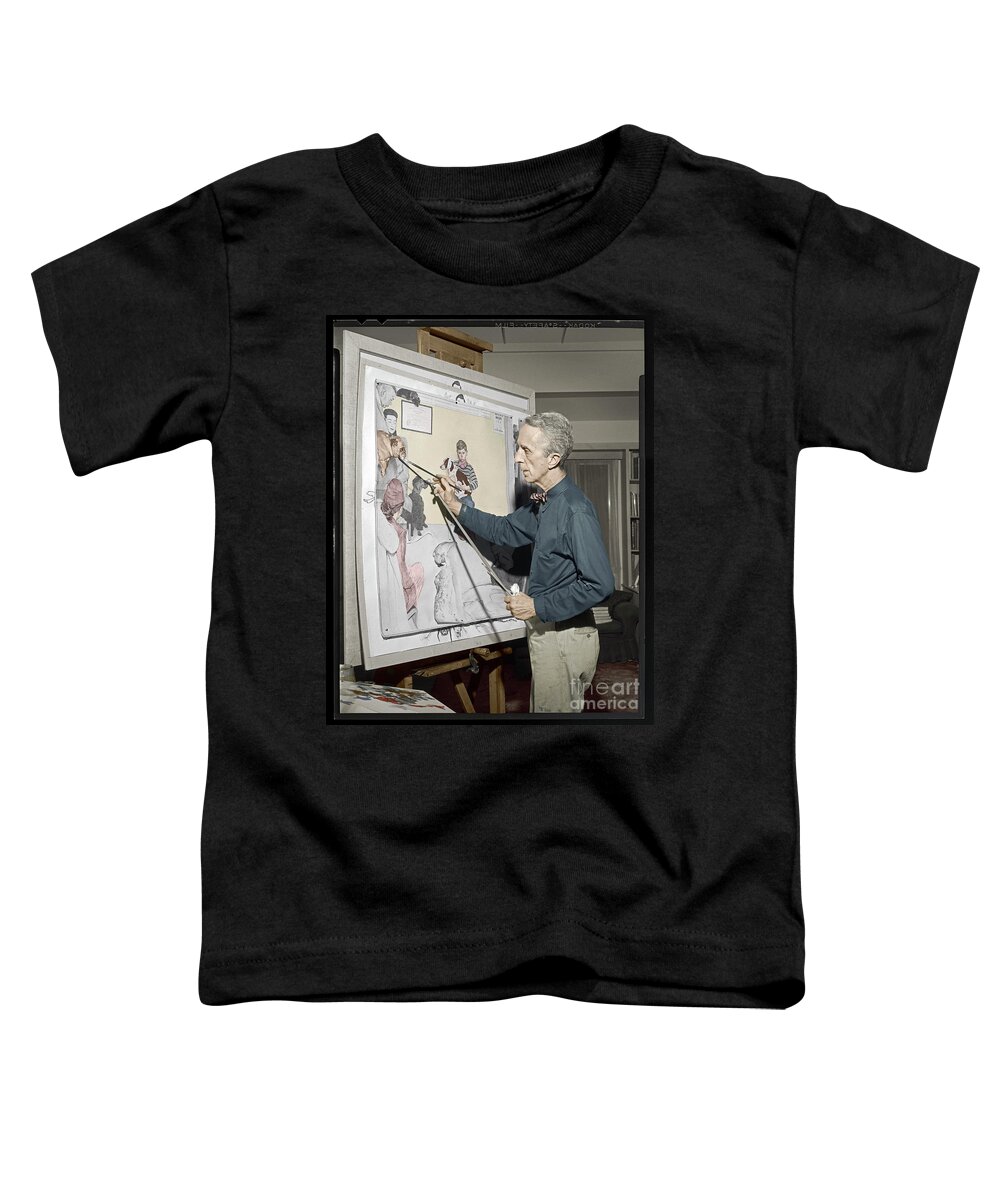 Norman Rockwell Toddler T-Shirt featuring the photograph Waiting For The Vet Norman Rockwell by Martin Konopacki Restoration