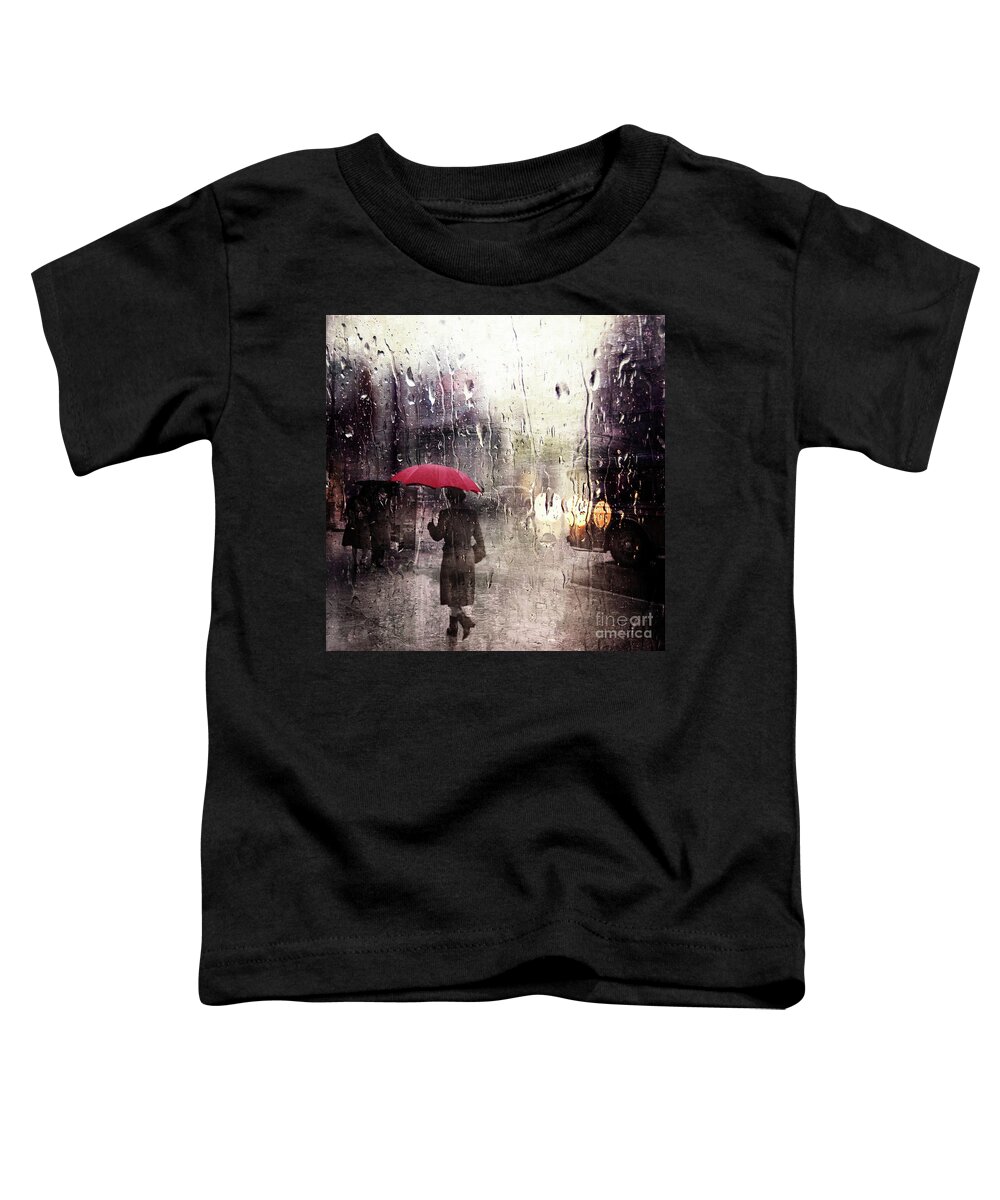 Walking In The Rain Somewhere Toddler T-Shirt featuring the photograph Walking in the Rain Somewhere by Carlos Diaz