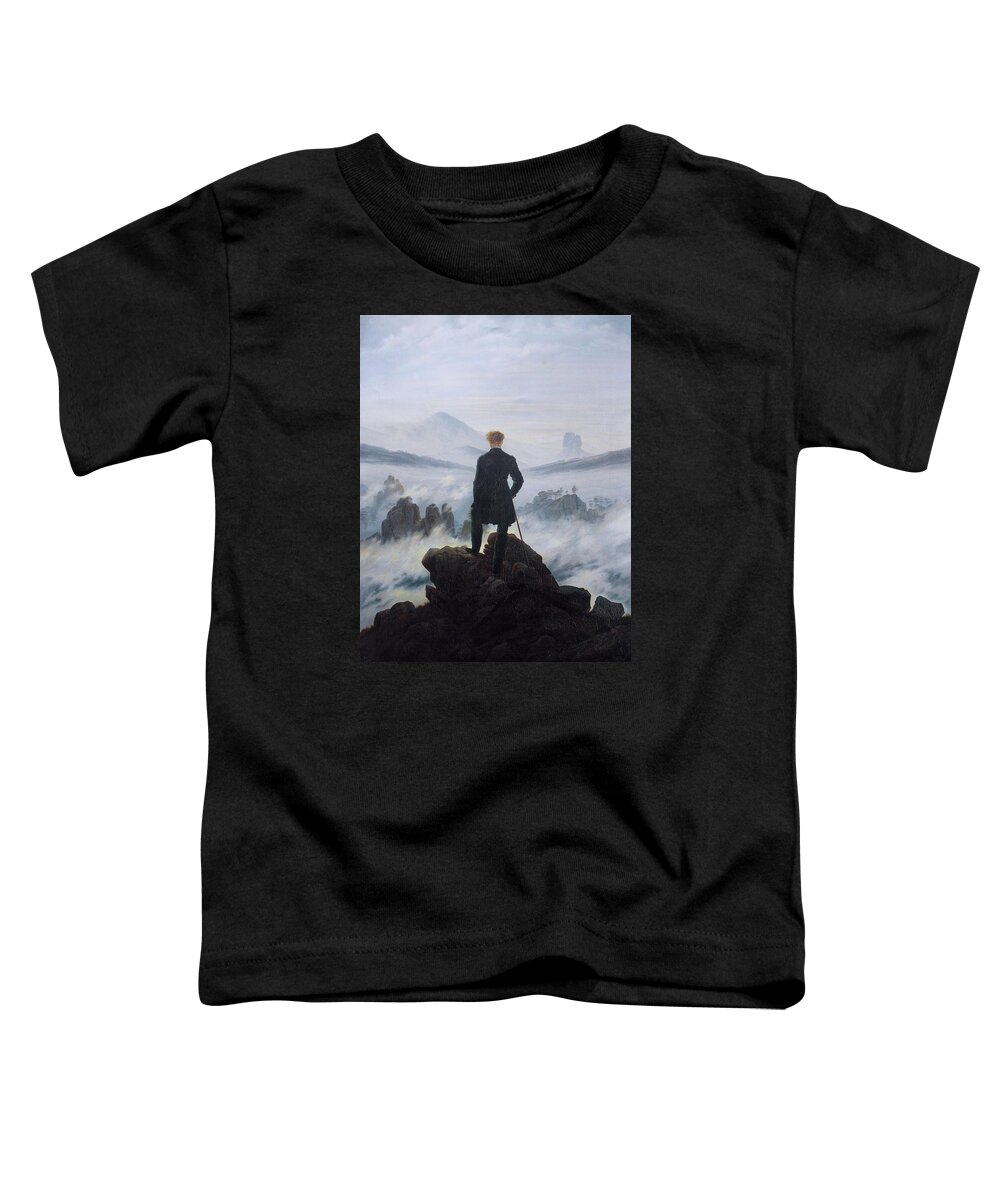Caspar David Friedrich Toddler T-Shirt featuring the painting Wanderer Above The Sea Of Fog by Caspar David Friedrich